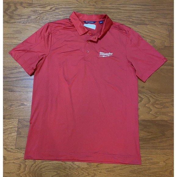 Cutter Buck Milwaukee Tool Polo Shirt Men Medium Red Employee Uniform Work Wear
